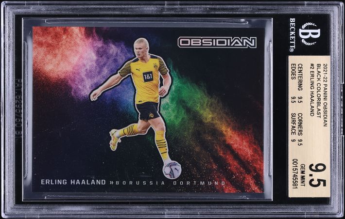 2022 Panini Obsidian Black Colorblast Erling Haaland #7 PSA 10 GEM