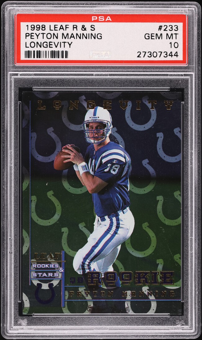 1998 Leaf Rookies & Stars Longevity Peyton Manning ROOKIE /50 #233 PSA 10 GEM MINT