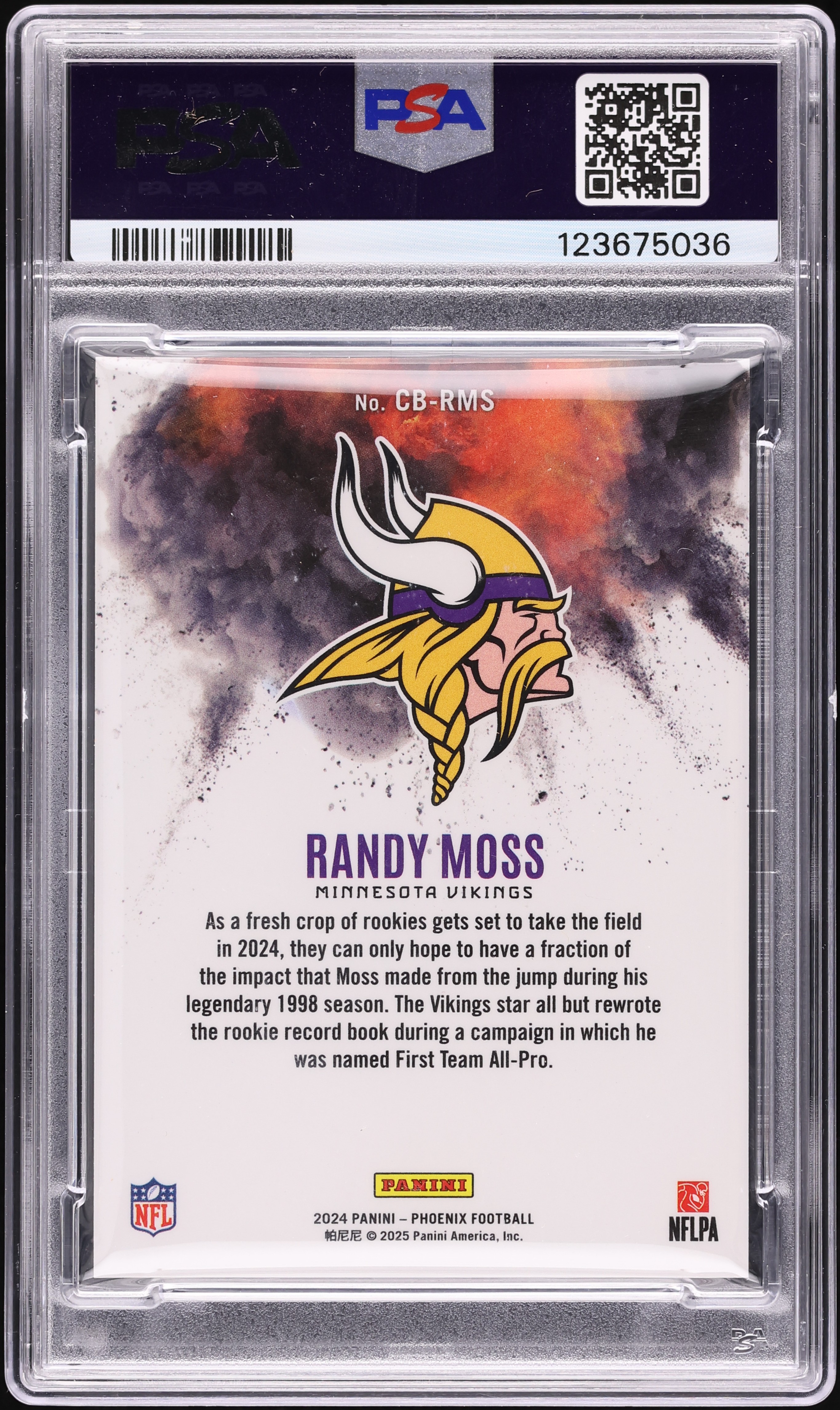 2024 Panini Phoenix Color Blast Randy Moss #CB-RMS PSA 10 GEM MINT