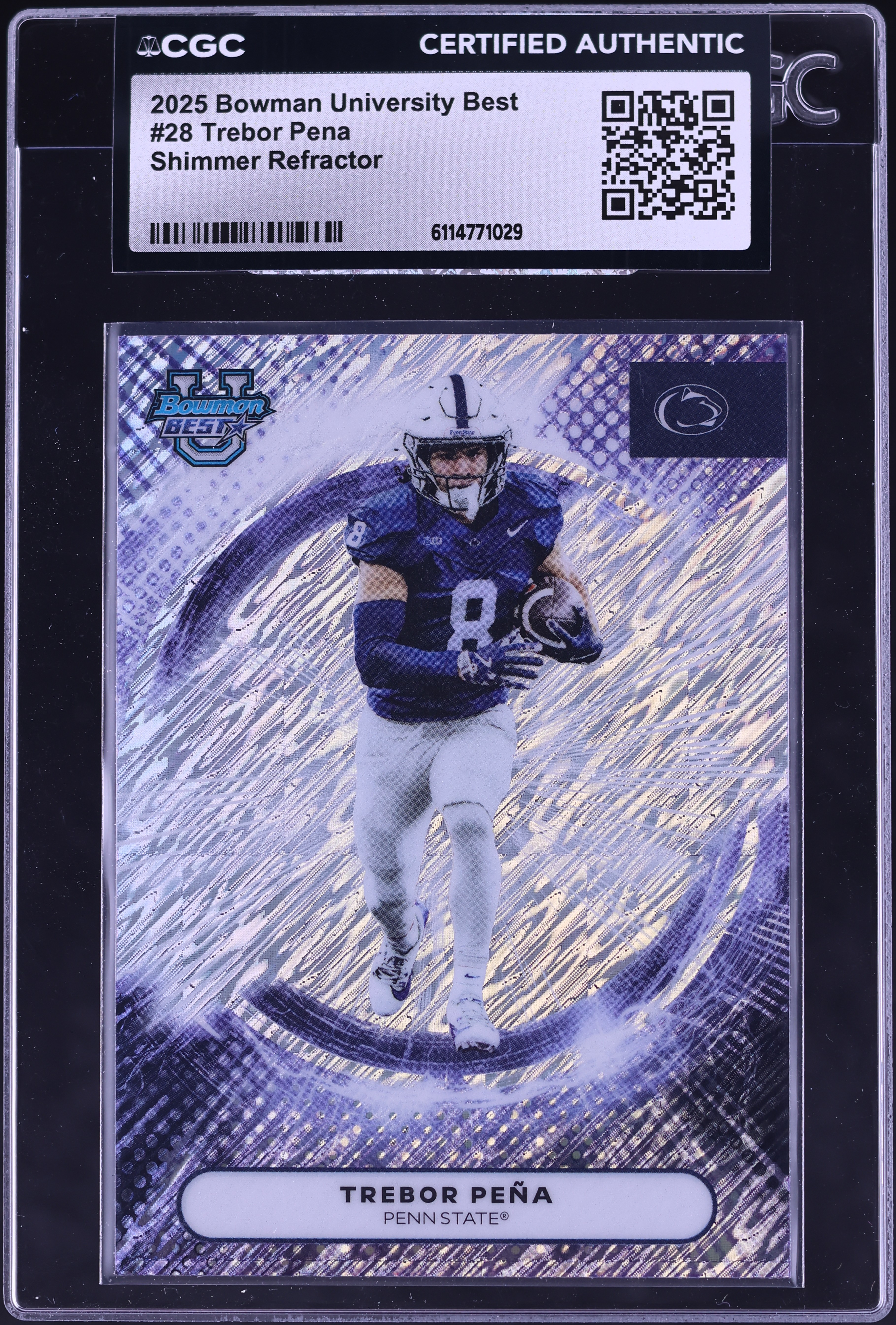 2025 Bowman Best University Football Shimmer Refractor Trebor Pena #28 CGC AUTH