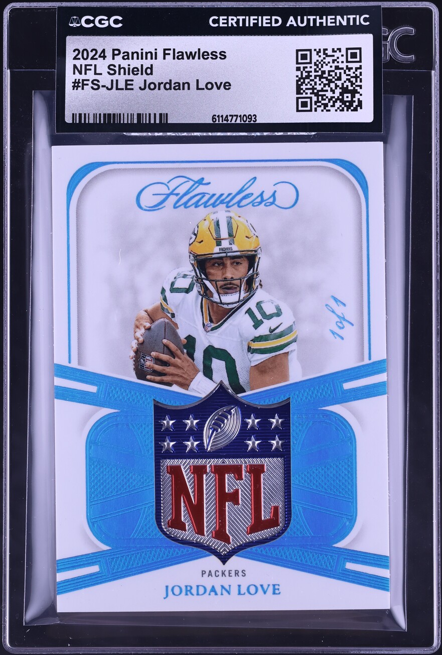 2024 Panini Flawless Jordan Love NFL SHIELD PATCH 1/1 #FS-JLE CGC AUTH