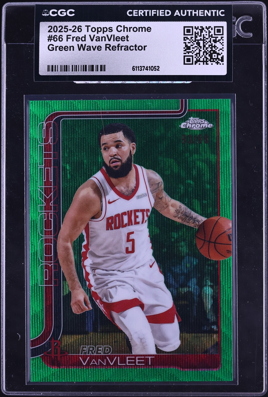 2025 Topps Chrome Basketball Green Wave Refractor Fred VanVleet #66 CGC AUTH