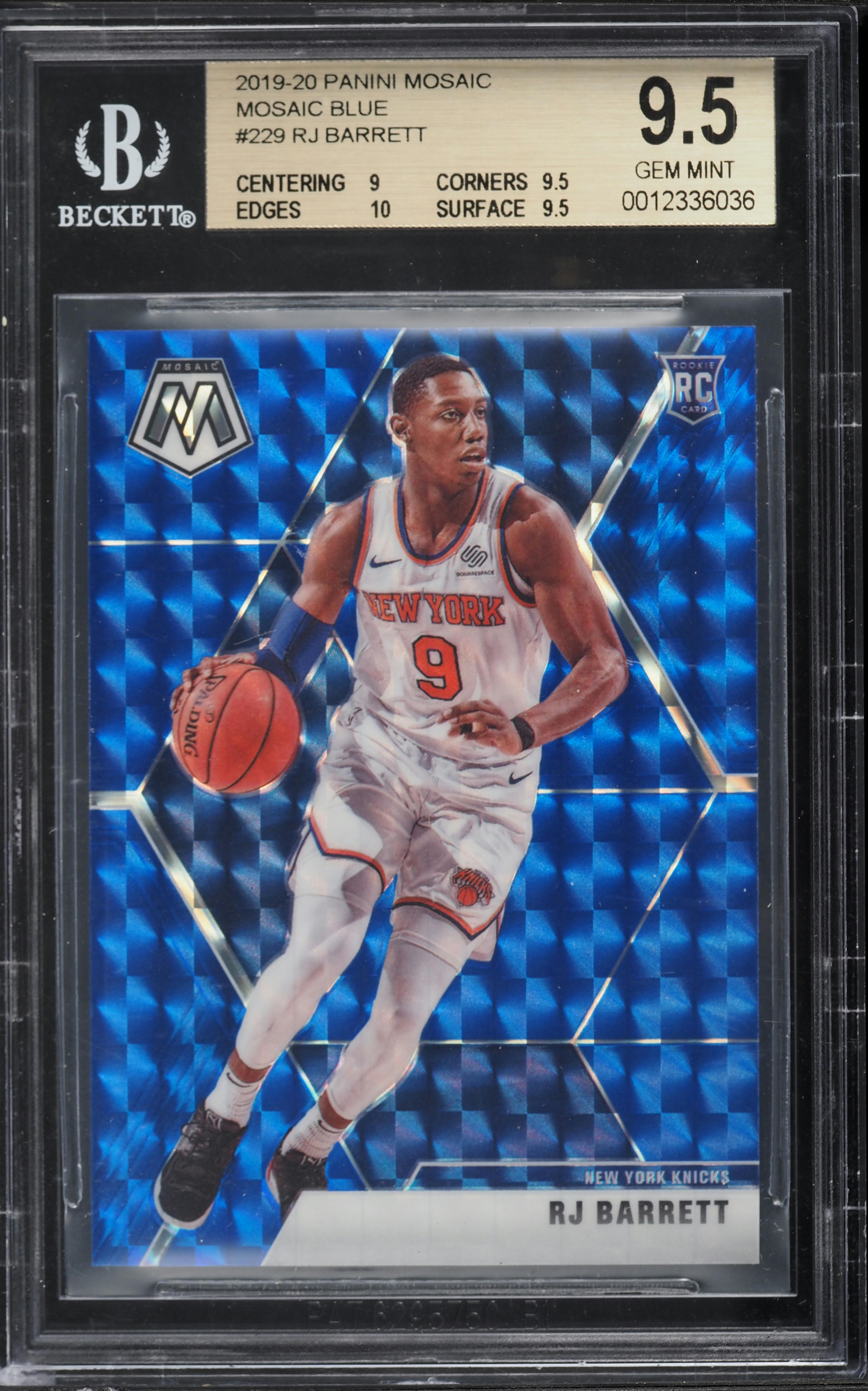 2019 Panini Mosaic Blue RJ Barrett ROOKIE /99 #229 BGS 9.5 GEM