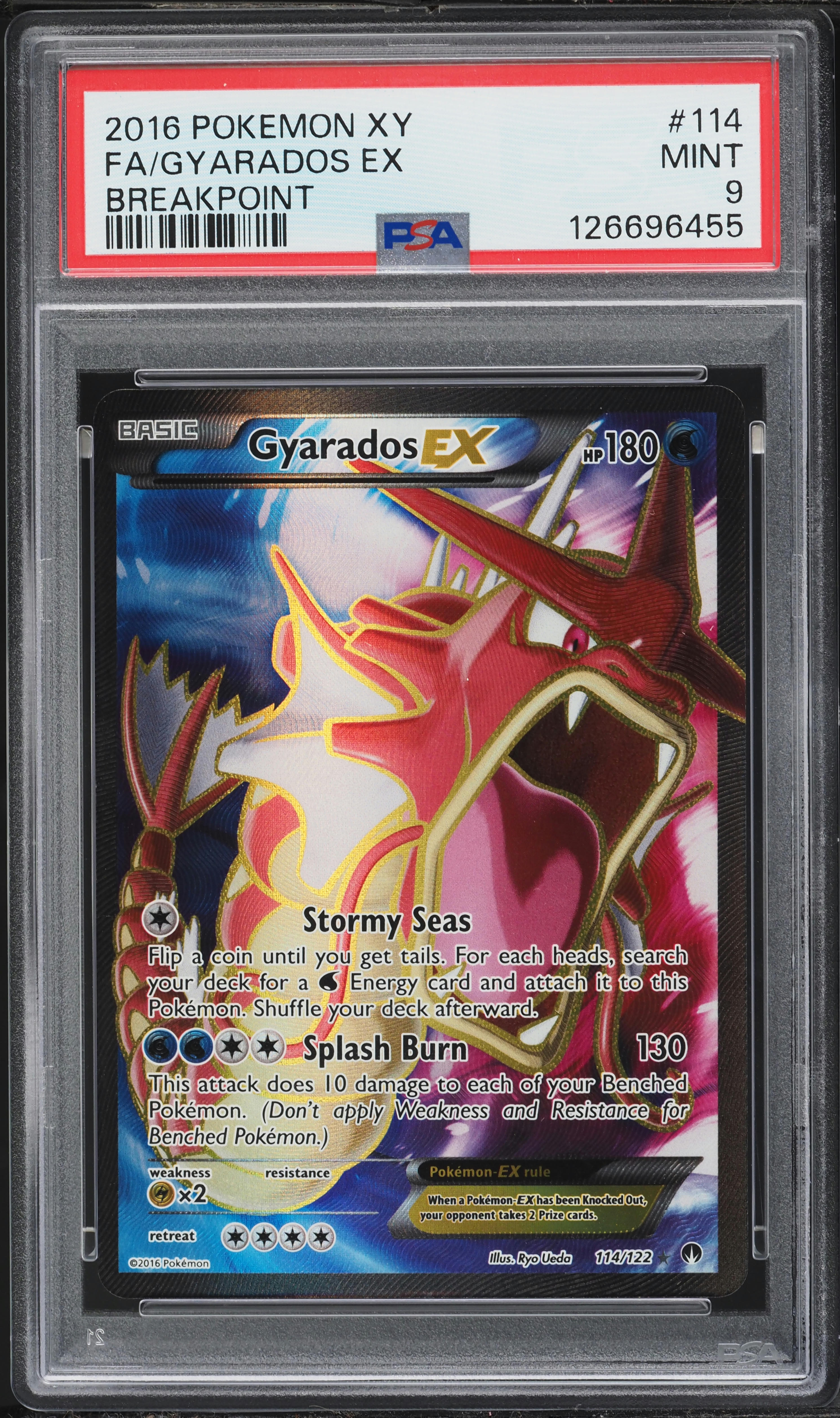 2016 Pokemon XY BREAKpoint Full Art Gyarados EX #114 PSA 9 MINT on
