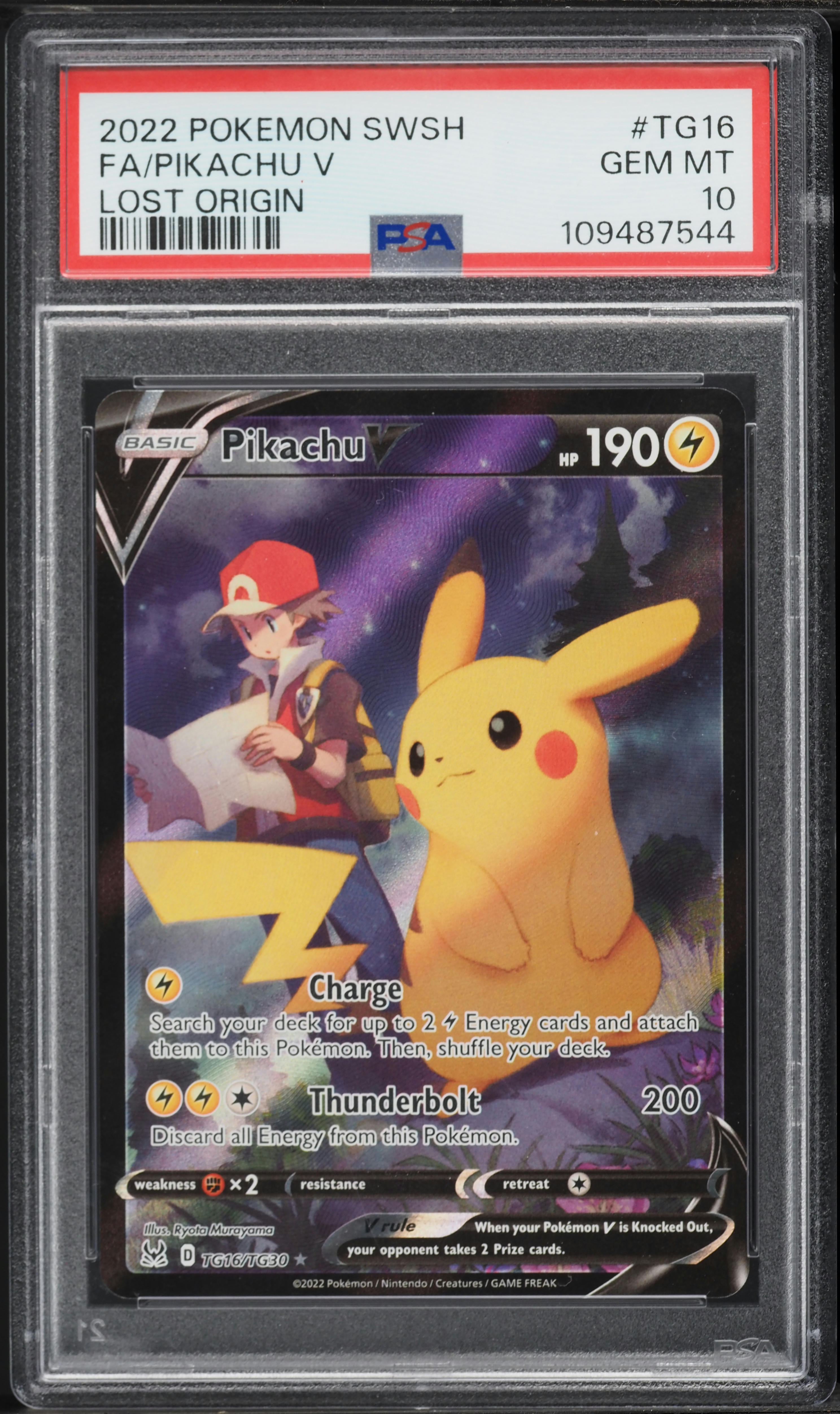 2022 Pokemon Sword & Shield Lost Origin CHR Pikachu V #TG16 PSA 10