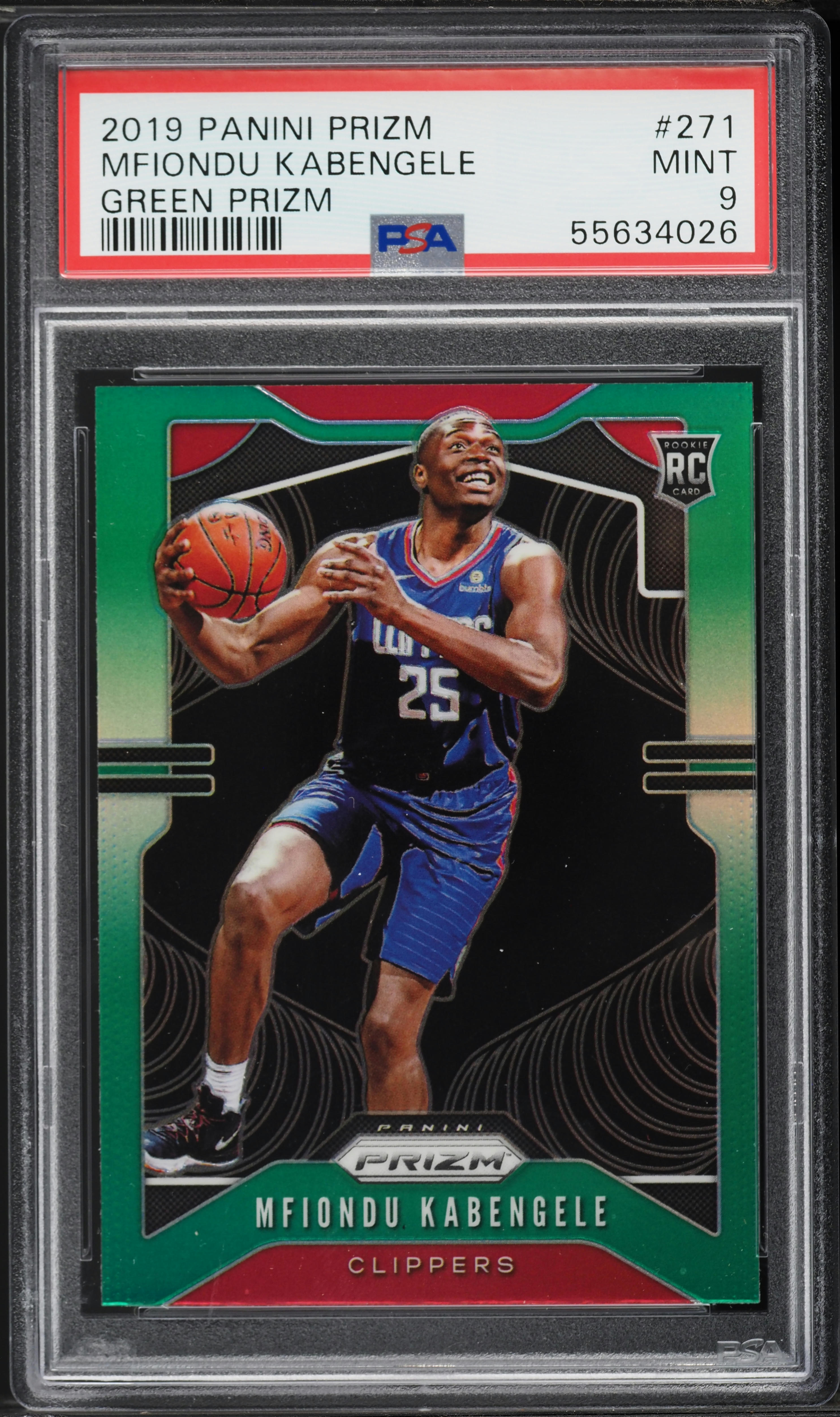 2019 Panini Prizm Green Prizms Mfiondu Kabengele ROOKIE #271 PSA 9