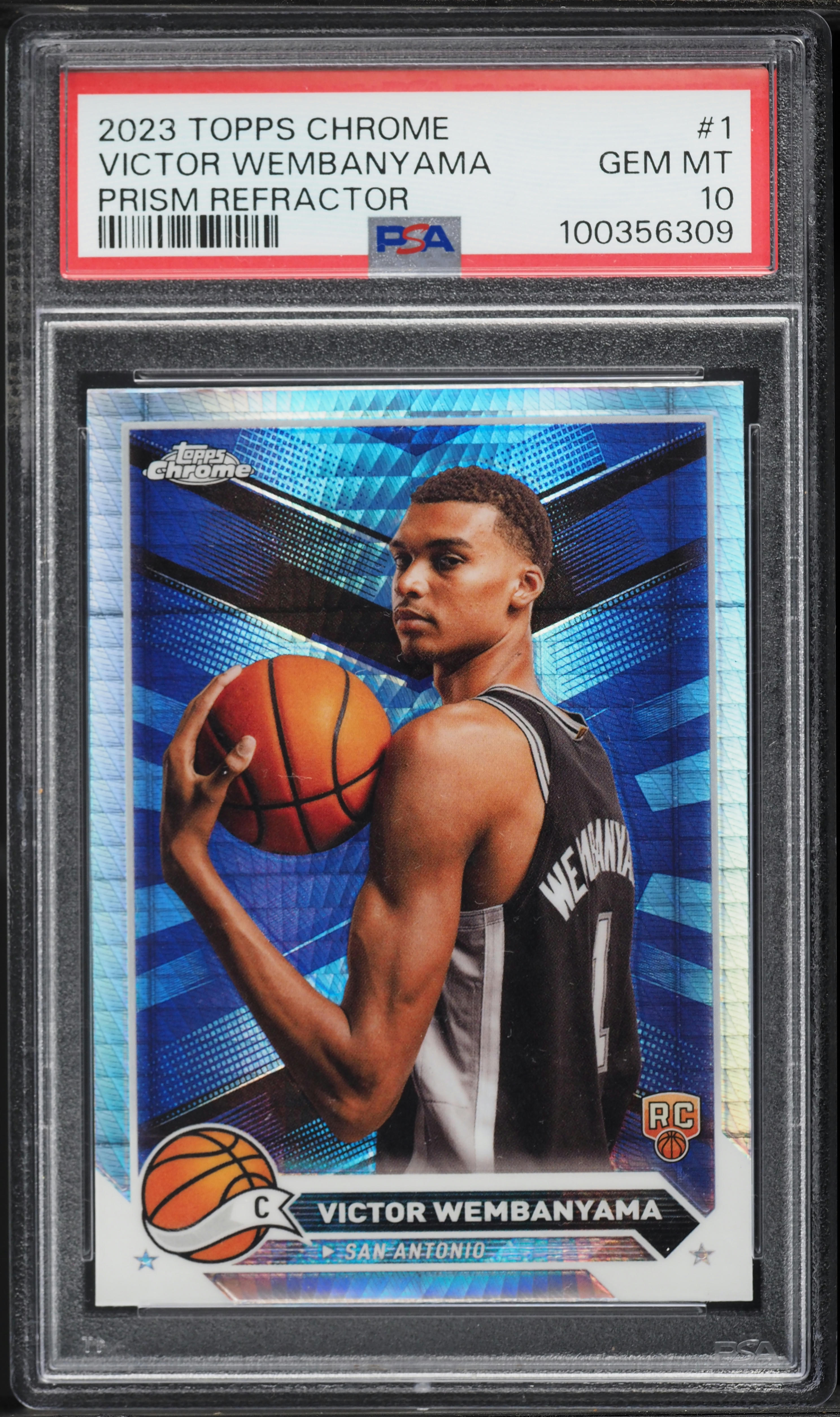 2023 Topps Chrome Prism Refractor Victor Wembanyama ROOKIE #1 PSA
