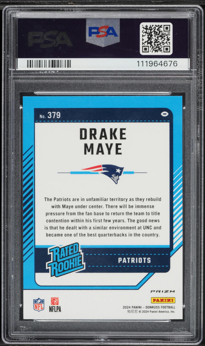 2024 Donruss Optic Preview Pink Drake Maye ROOKIE #379 PSA 10 GEM MINT