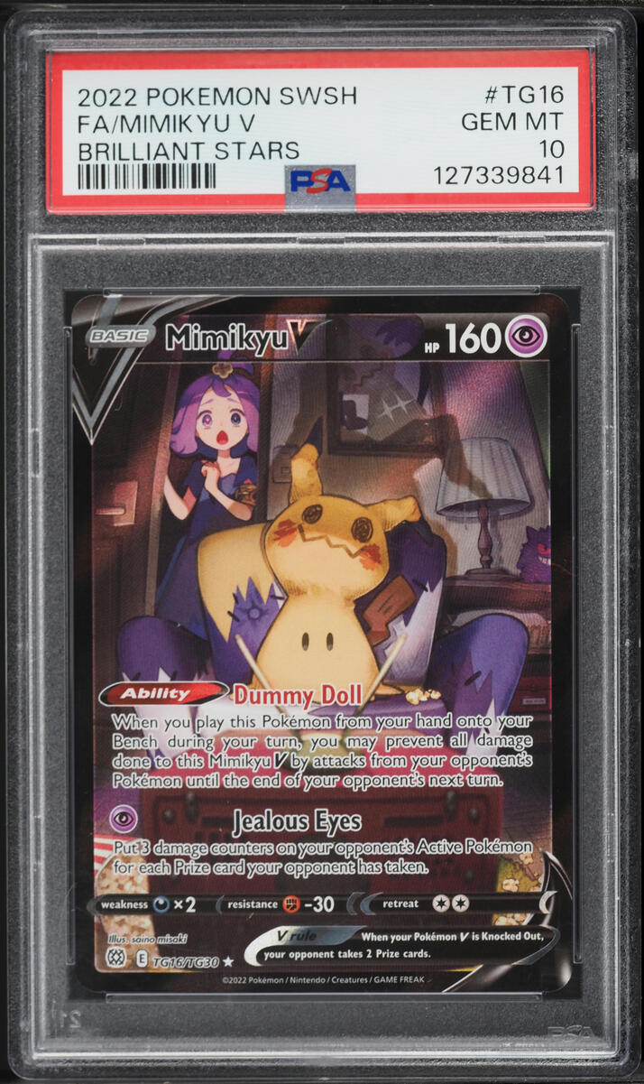 2022 Pokemon Sword & Shield Brilliant Stars CHR Mimikyu V #TG16 PSA 10 GEM MINT