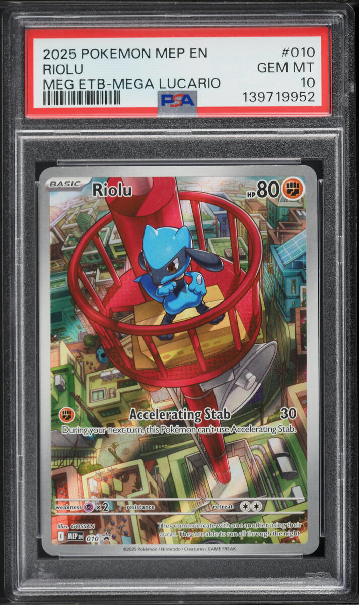 2025 Pokemon Mega Evolution Black Star Promo ETB Rioulu #10 PSA 10 GEM MINT