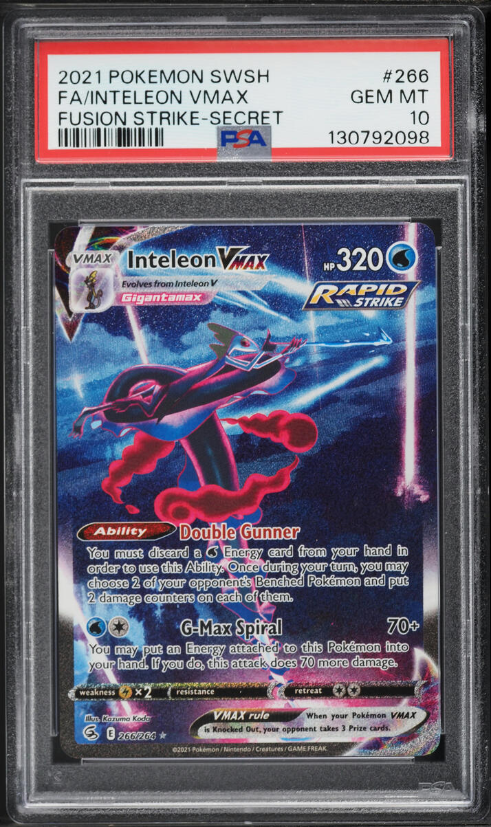 2021 Pokemon Sword & Shield Fusion Strike SEC Inteleon VMAX #266 PSA 10 GEM MINT