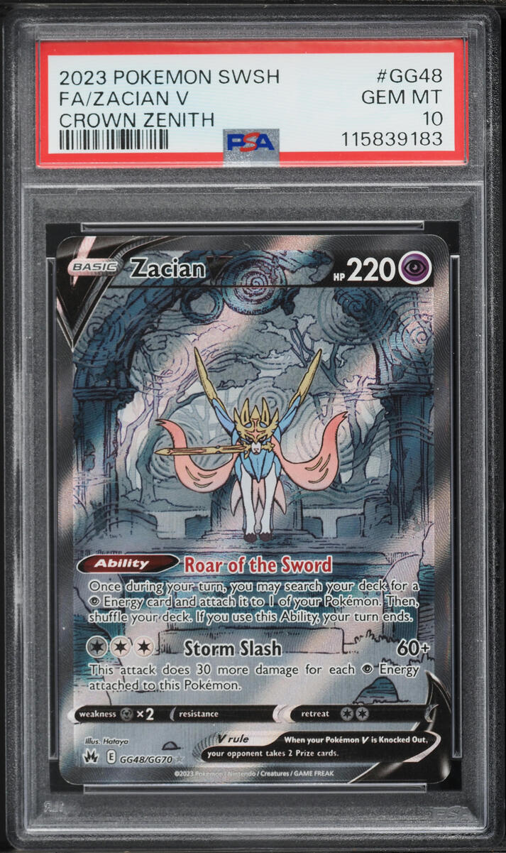 2023 Pokemon Sword & Shield Crown Zenith Alt Art Zacian V #GG48 PSA 10 GEM MINT