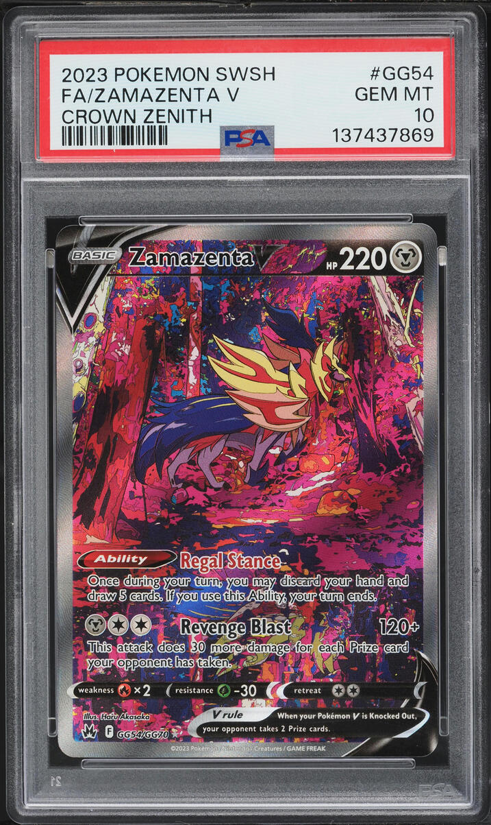 2023 Pokemon Sword & Shield Crown Zenith Alt Art Zamazenta V #GG54 PSA 10 GEM MINT