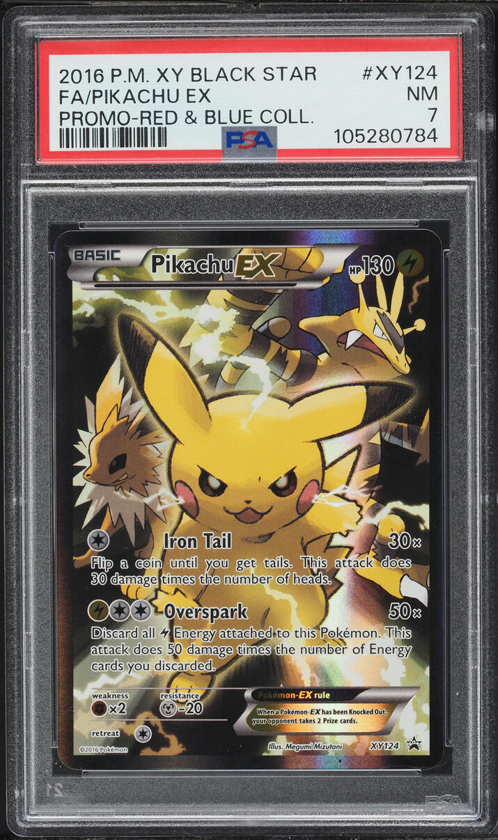 2016 Pokemon XY Promo Red & Blue Collection Full Art Pikachu EX #XY124 PSA 7 NRMT