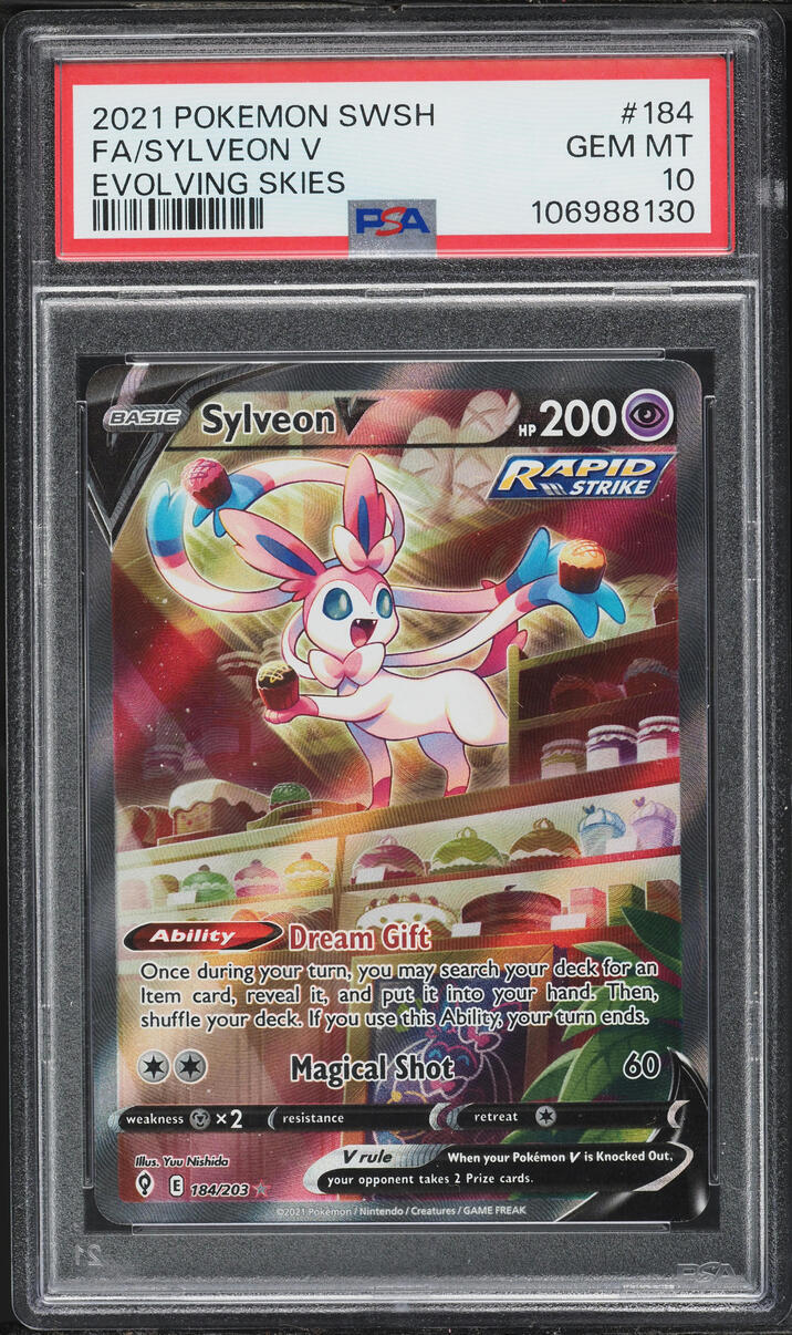 2021 Pokemon Sword & Shield Evolving Skies Alt Art Sylveon V #184 PSA 10 GEM MINT
