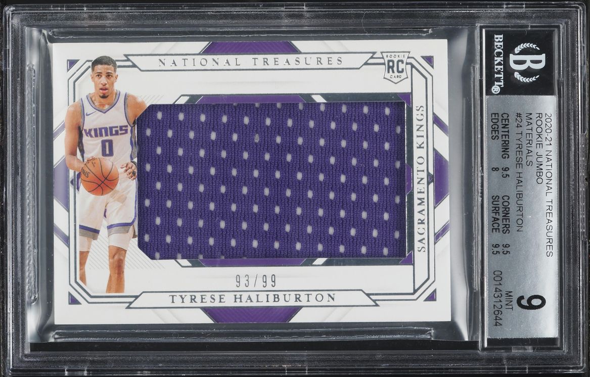 2020 National Treasures Jumbo Tyrese Haliburton ROOKIE PATCH /99 #RMJ-TYH BGS 9 MINT