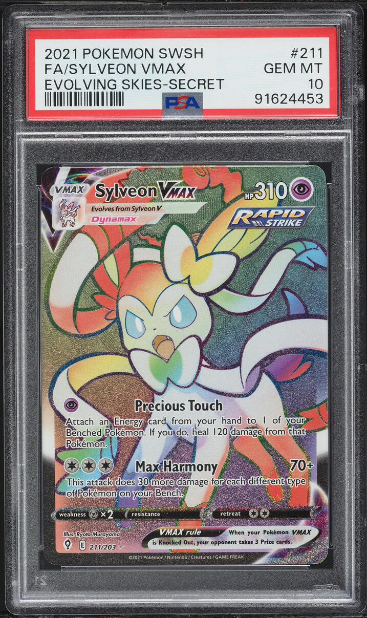 2021 Pokemon Sword & Shield Evolving Skies Hyper Rare Sylveon VMAX #211 PSA 10 GEM MINT