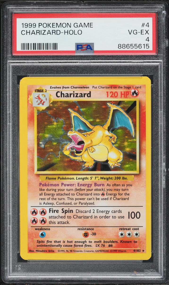 1999 Pokemon Base Set Holo Charizard #4 PSA 4 VGEX