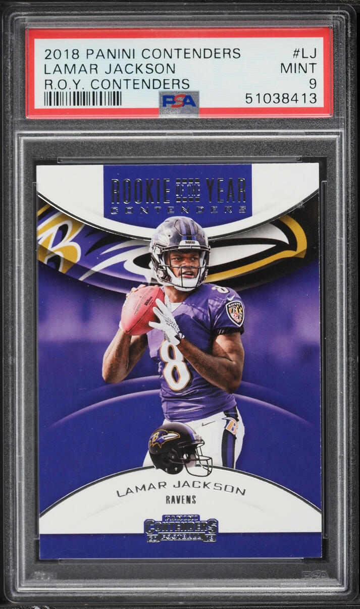 2018 Panini Contenders ROY Lamar Jackson ROOKIE #RYA-LJ PSA 9 MINT