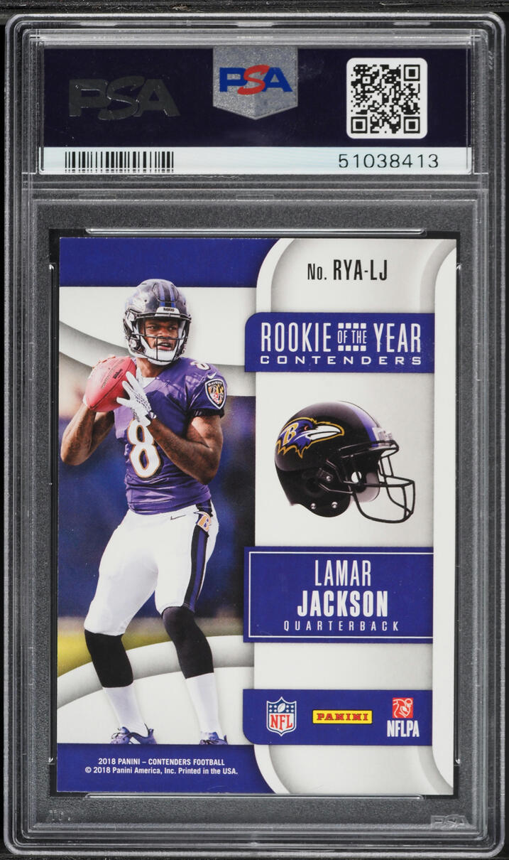 2018 Panini Contenders ROY Lamar Jackson ROOKIE #RYA-LJ PSA 9 MINT