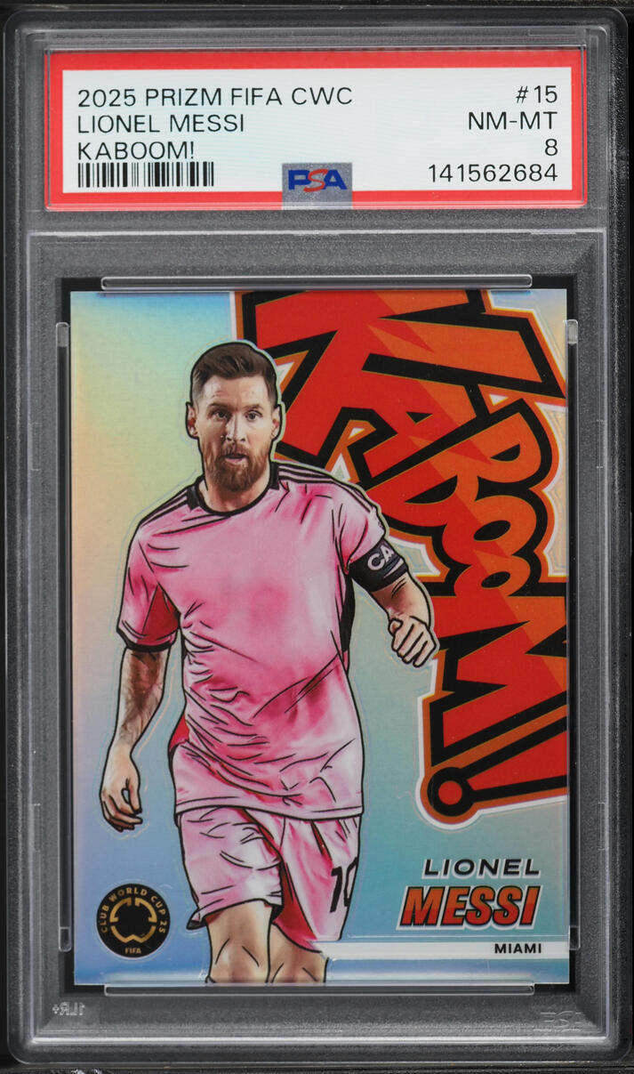 2025 Panini Prizm FIFA Club World Cup Kaboom! Lionel Messi #15 PSA 8 NM-MT