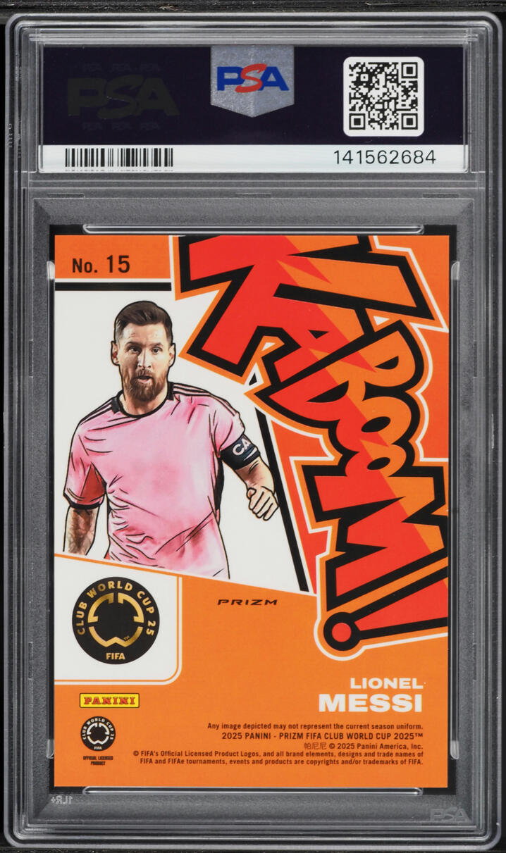 2025 Panini Prizm FIFA Club World Cup Kaboom! Lionel Messi #15 PSA 8 NM-MT