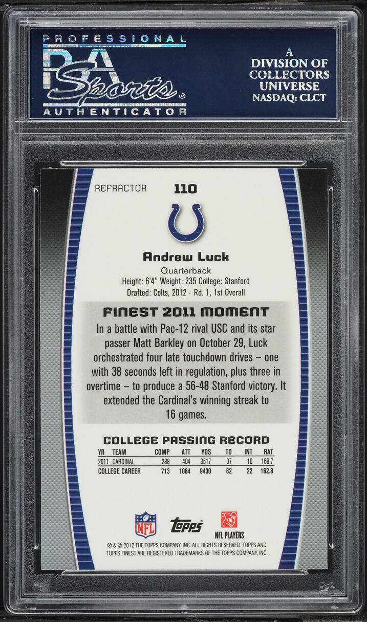 2012 Finest Refractor Andrew Luck ROOKIE #110 PSA 10 GEM MINT