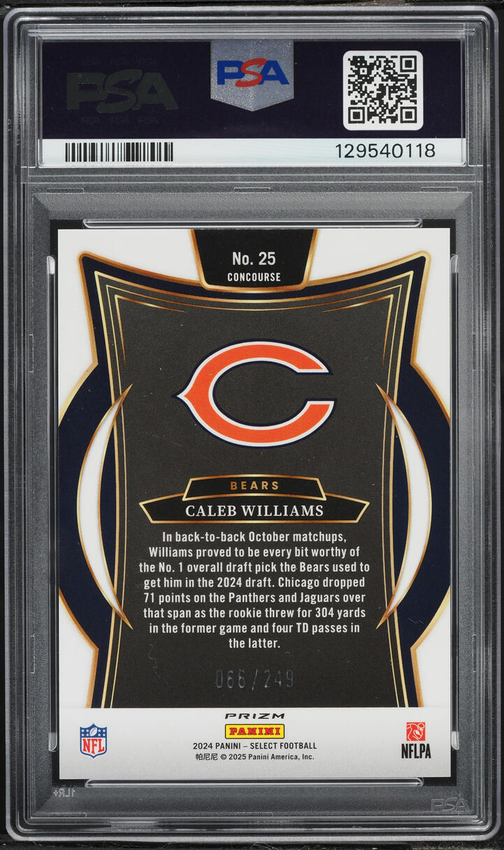 2024 Select Concourse Red Shock Caleb Williams ROOKIE /249 #25 PSA 10 GEM MINT