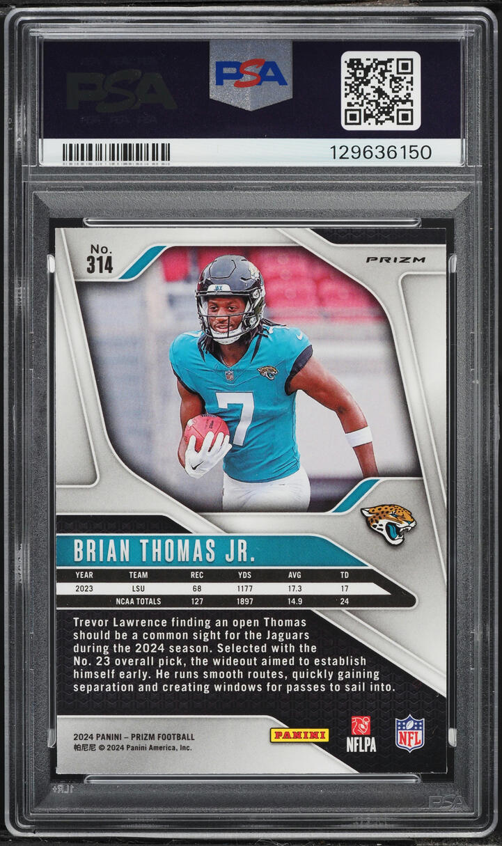 2024 Panini Prizm Pink Wave Brian Thomas Jr. ROOKIE #314 PSA 9 MINT