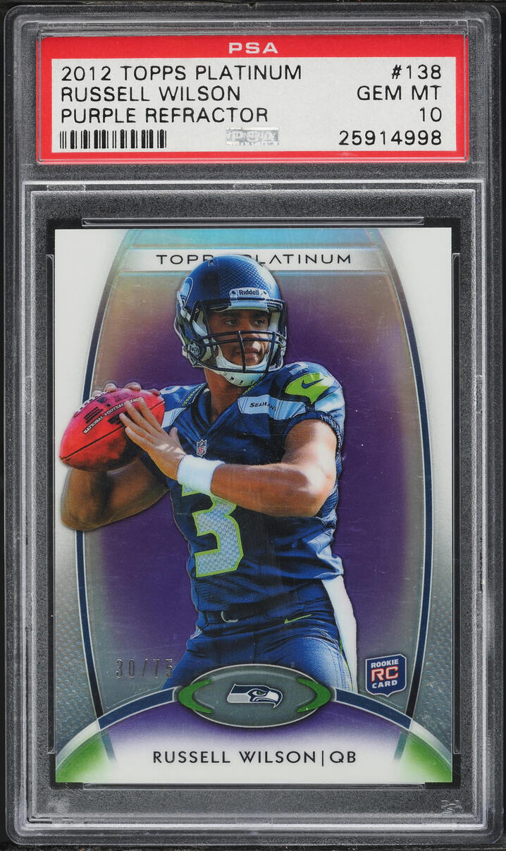 2012 Topps Platinum Purple Refractor Russell Wilson ROOKIE /75 #138 PSA 10 GEM MINT