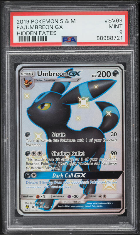 2019 Pokemon Sun & Moon Hidden Fates Shiny Umbreon GX #SV69 PSA 10