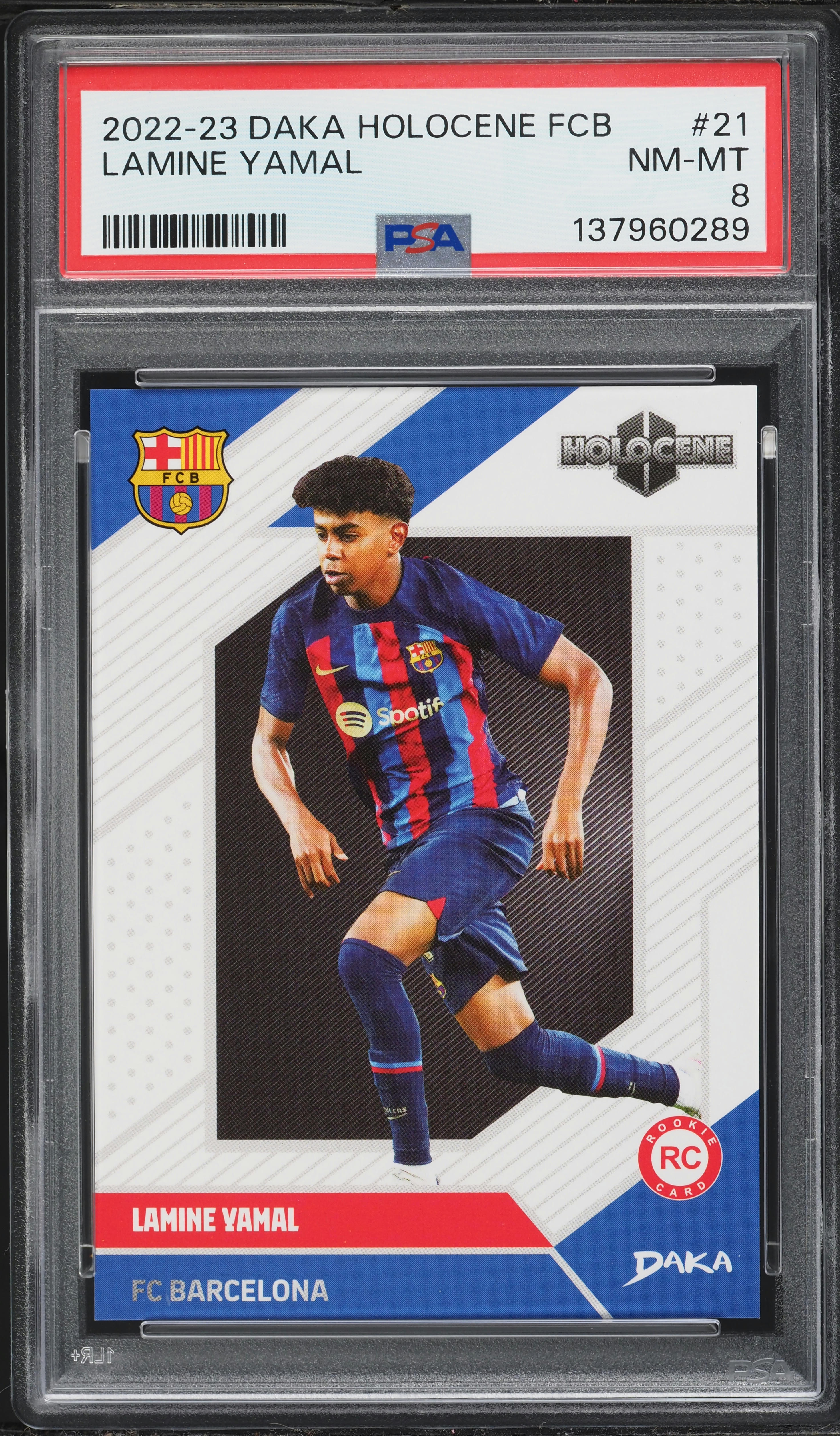 2022 Daka Holocene FC Barcelona Lamine Yamal ROOKIE #21 PSA 8 NM