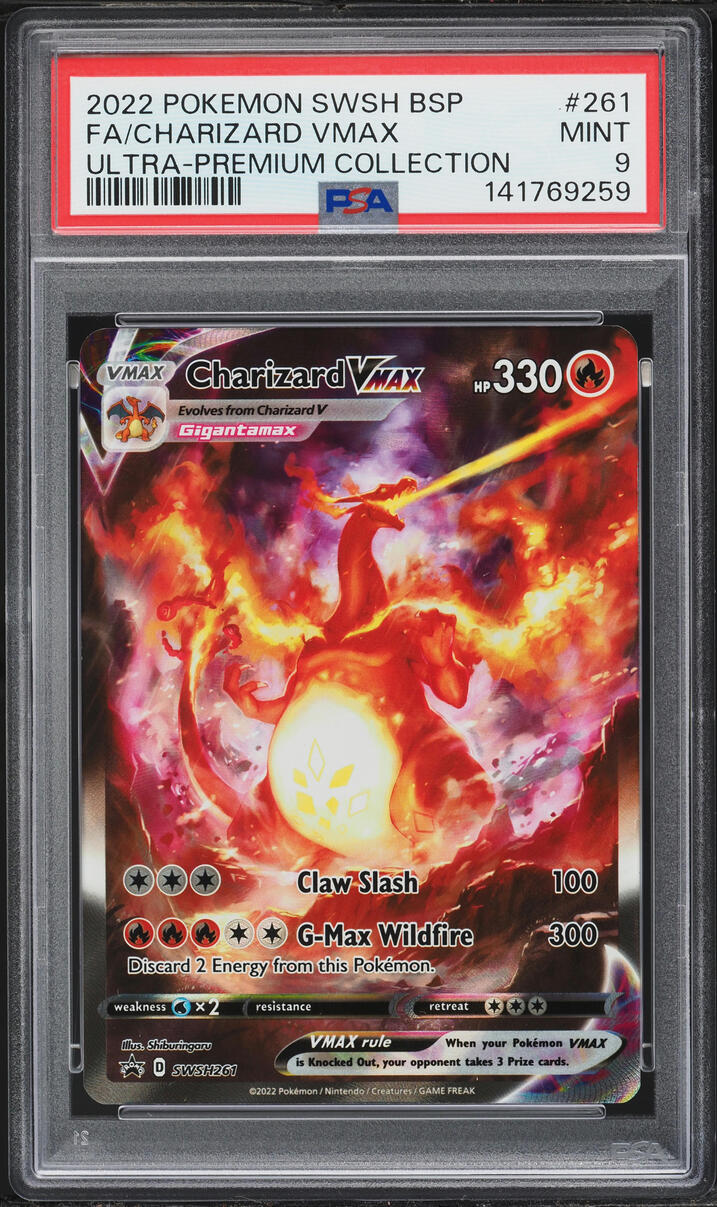 2022 Pokemon Sword & Shield Promo Ultra Premium Alt Art Charizard VMAX #261 PSA 9 MINT