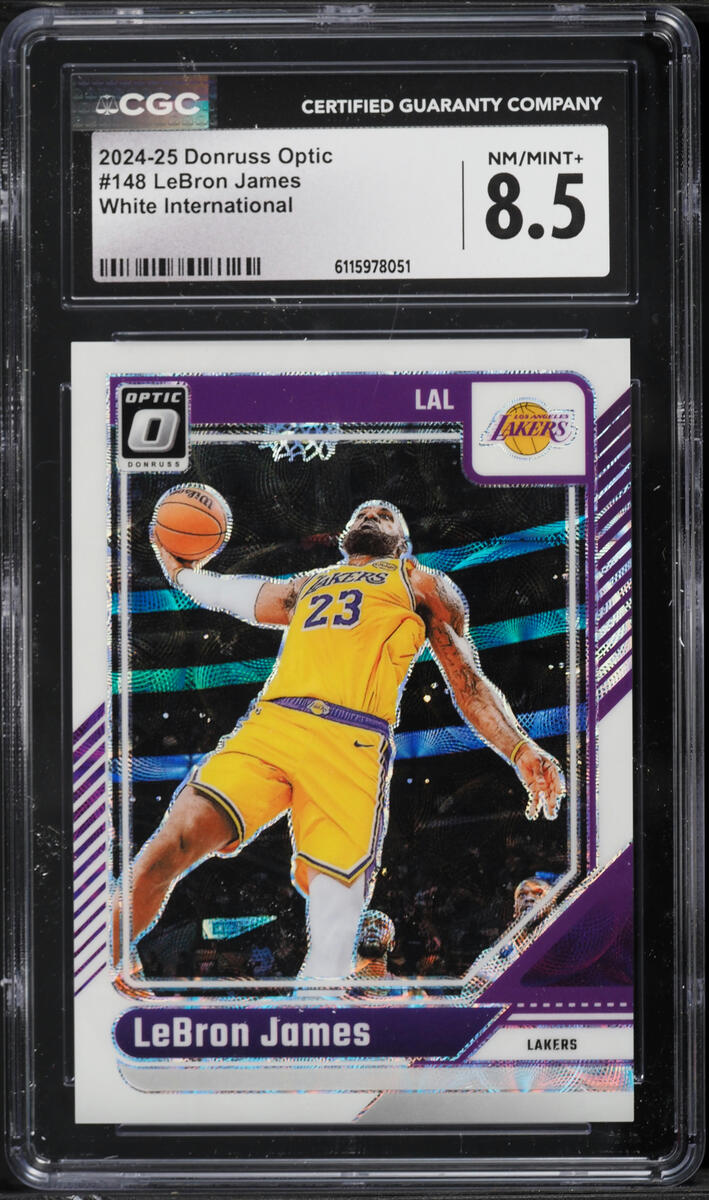 2024 Donruss Optic White International LeBron James /15 #148 CGC 8.5 NM-MT+