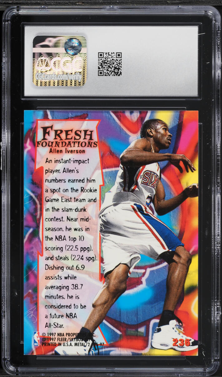 1996 Metal Fresh Foundations Allen Iverson ROOKIE #236 CGC 8 NM-MT