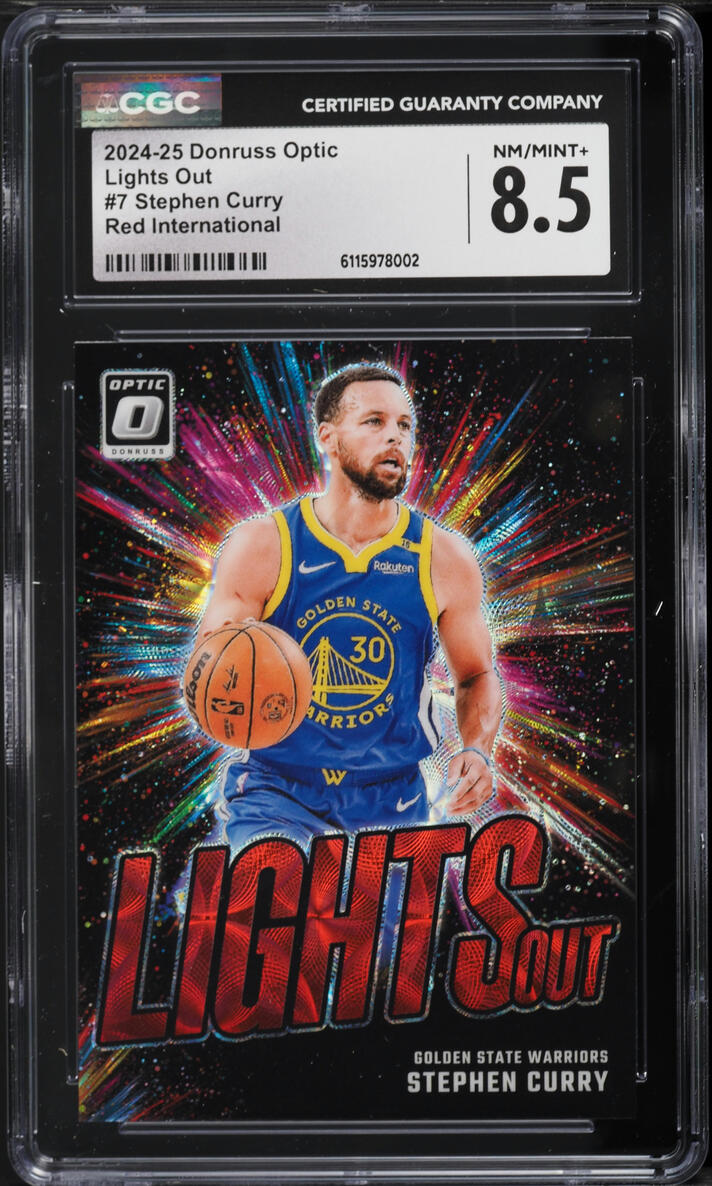 2024 Donruss Optic Lights Out Red International Stephen Curry #7 CGC 8.5 NM-MT+