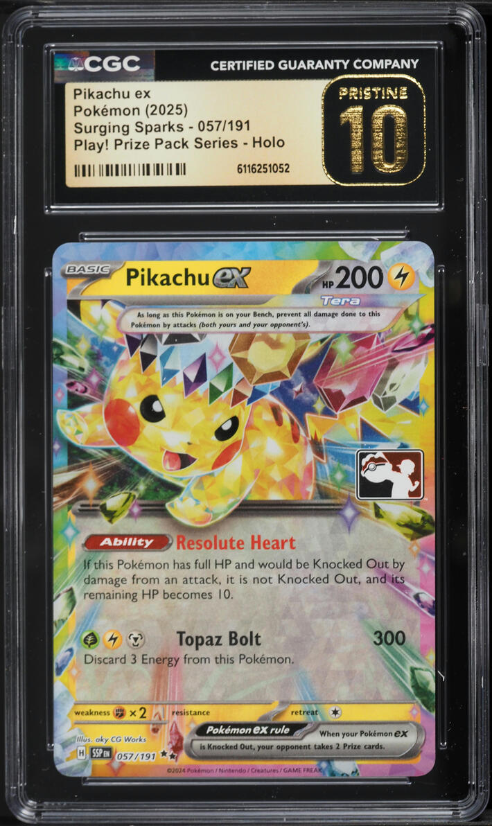 2025 Pokemon SV Surging Sparks Play! Prize Pack Series Holo Pikachu Ex #57  CGC 10 PRISTINE on Fanatics Collect