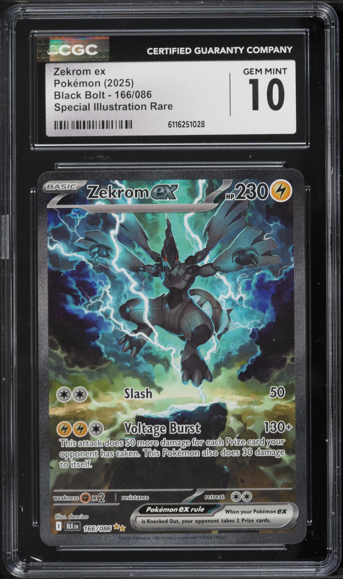2025 Pokemon Scarlet & Violet Black Bolt SIR Zekrom Ex #166 CGC 10 GEM MINT