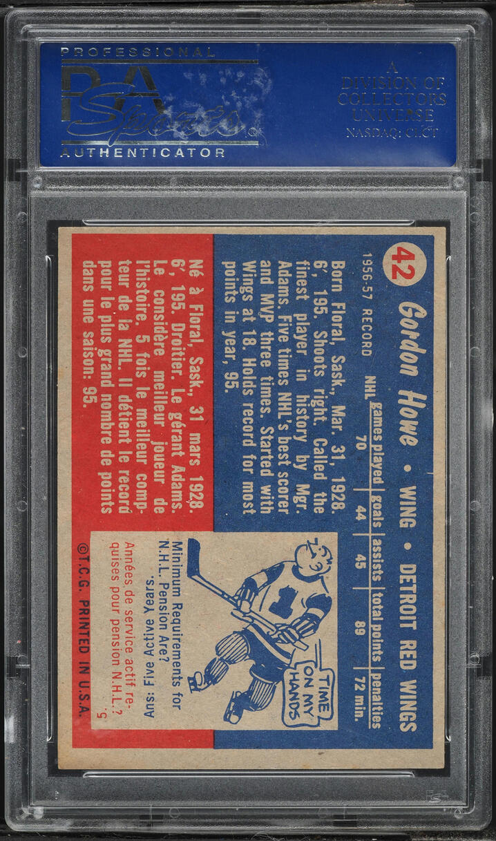 1957 Topps Hockey Gordie Howe #42 PSA 7 NRMT