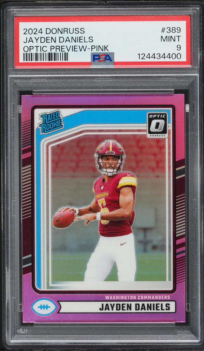 2024 Donruss Optic Preview Pink Jayden Daniels ROOKIE #389 PSA 9 MINT