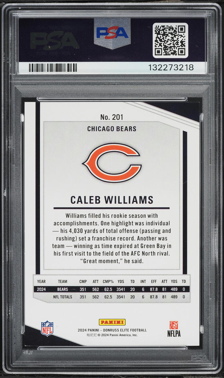 2024 Donruss Elite Caleb Williams ROOKIE /999 #201 PSA 8 NM-MT