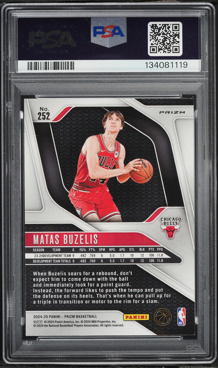 2024 Panini Prizm Red Ice Matas Buzelis ROOKIE #252 PSA 10 GEM MINT