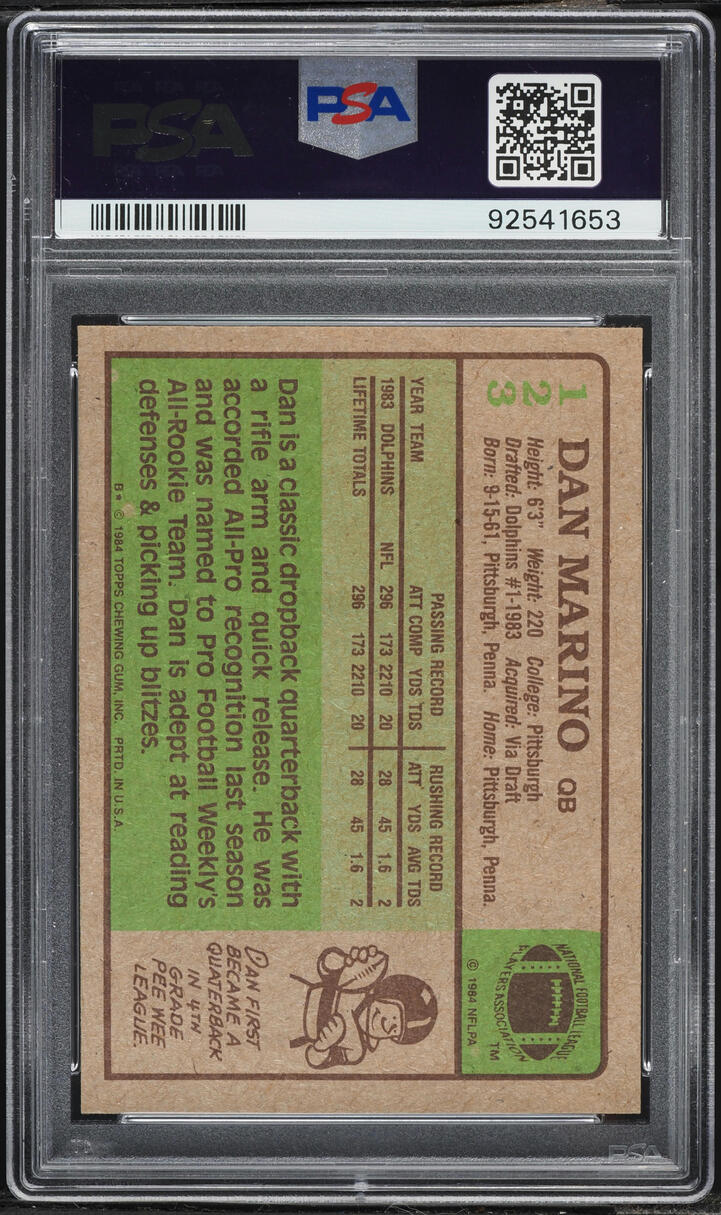 1984 Topps Football Dan Marino ROOKIE #123 PSA 9 MINT