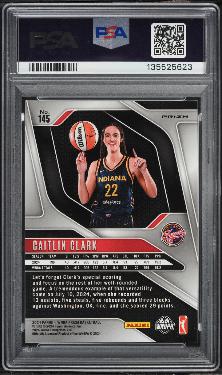 2024 Panini Prizm WNBA Ice Caitlin Clark ROOKIE #145 PSA 8 NM-MT