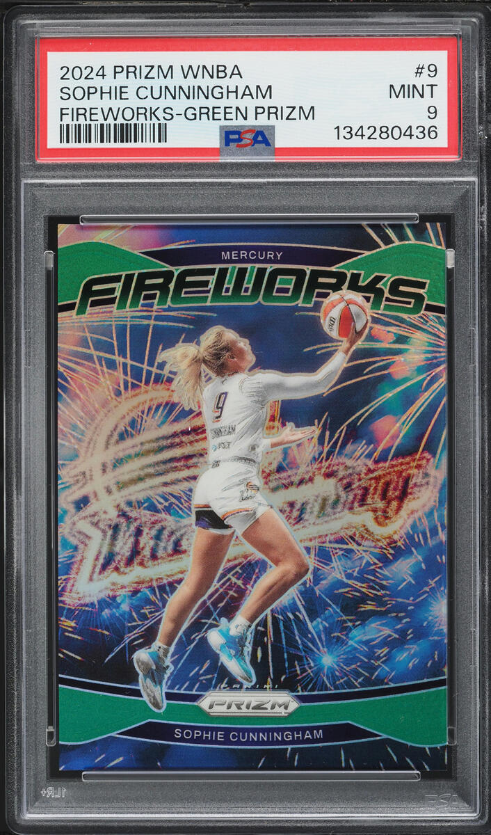2024 Panini Prizm WNBA Fireworks Green Sophie Cunningham #9 PSA 9 MINT