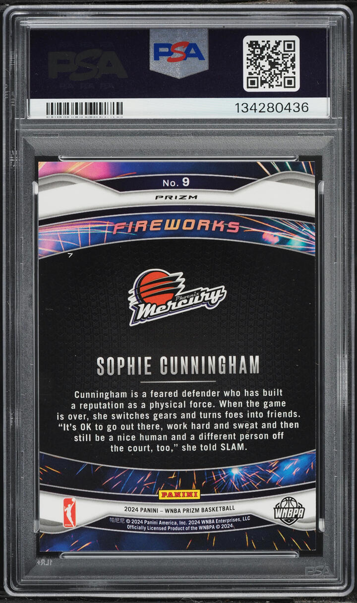2024 Panini Prizm WNBA Fireworks Green Sophie Cunningham #9 PSA 9 MINT