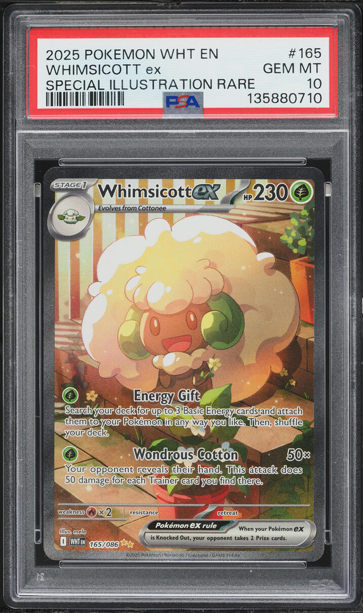 2025 Pokemon Scarlet & Violet White Flare SIR Whimsicott Ex #165 PSA 10 GEM MINT
