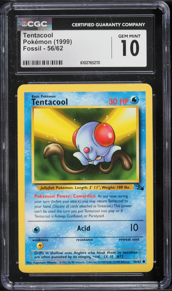 1999 Pokemon Fossil Tentacool #56 CGC 10 GEM MINT