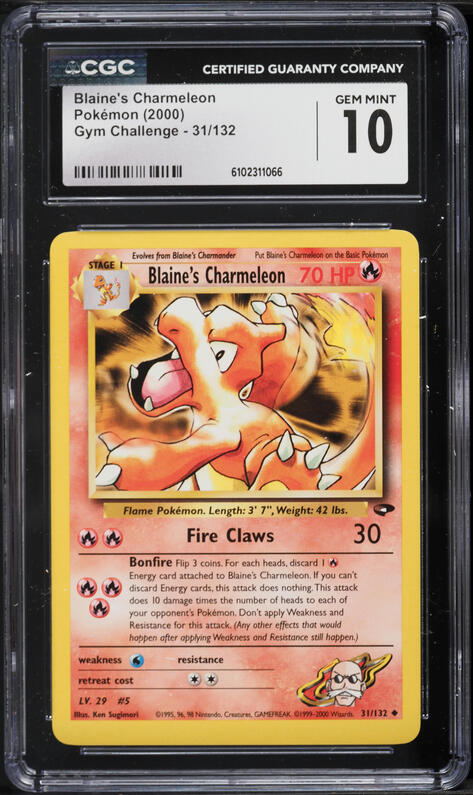 2000 Pokemon Gym Challenge Blaine's Charmeleon #31 CGC 10 GEM MINT