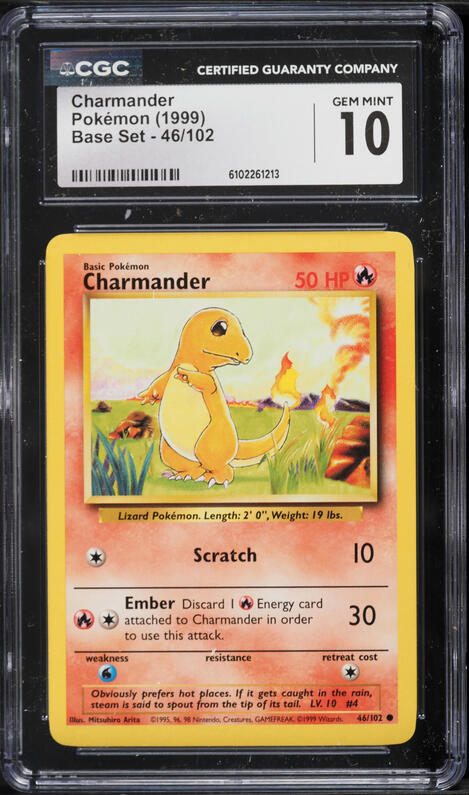 1999 Pokemon Base Set Charmander #46 CGC 10 GEM MINT